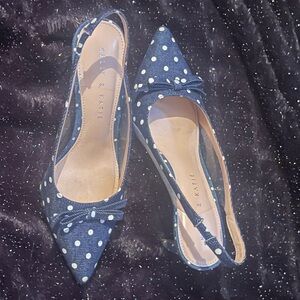 Kelly & Katie Blue Polka Dot Slingback Heels